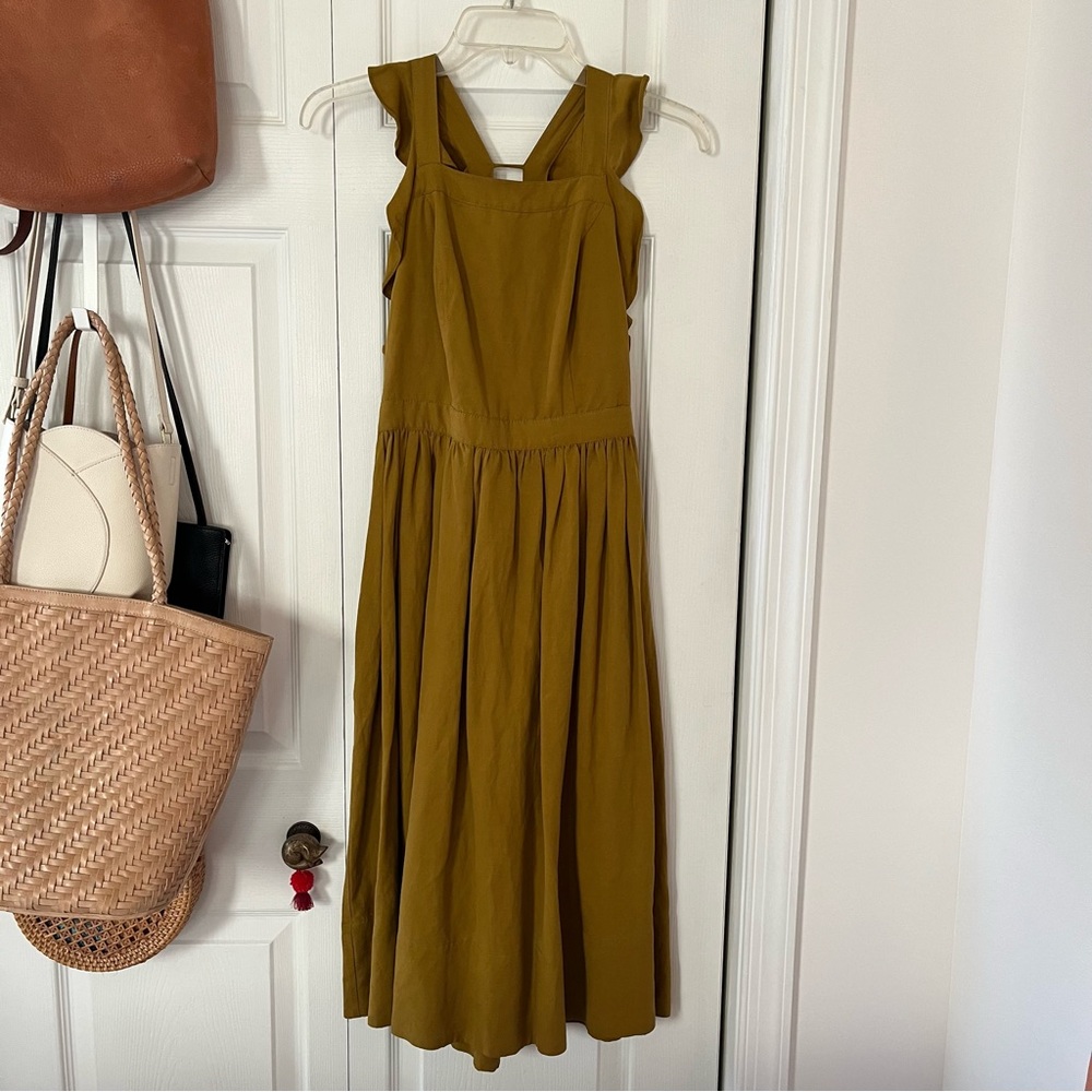 Ulla Johnson Willa Twill Pinafore Dress in Green